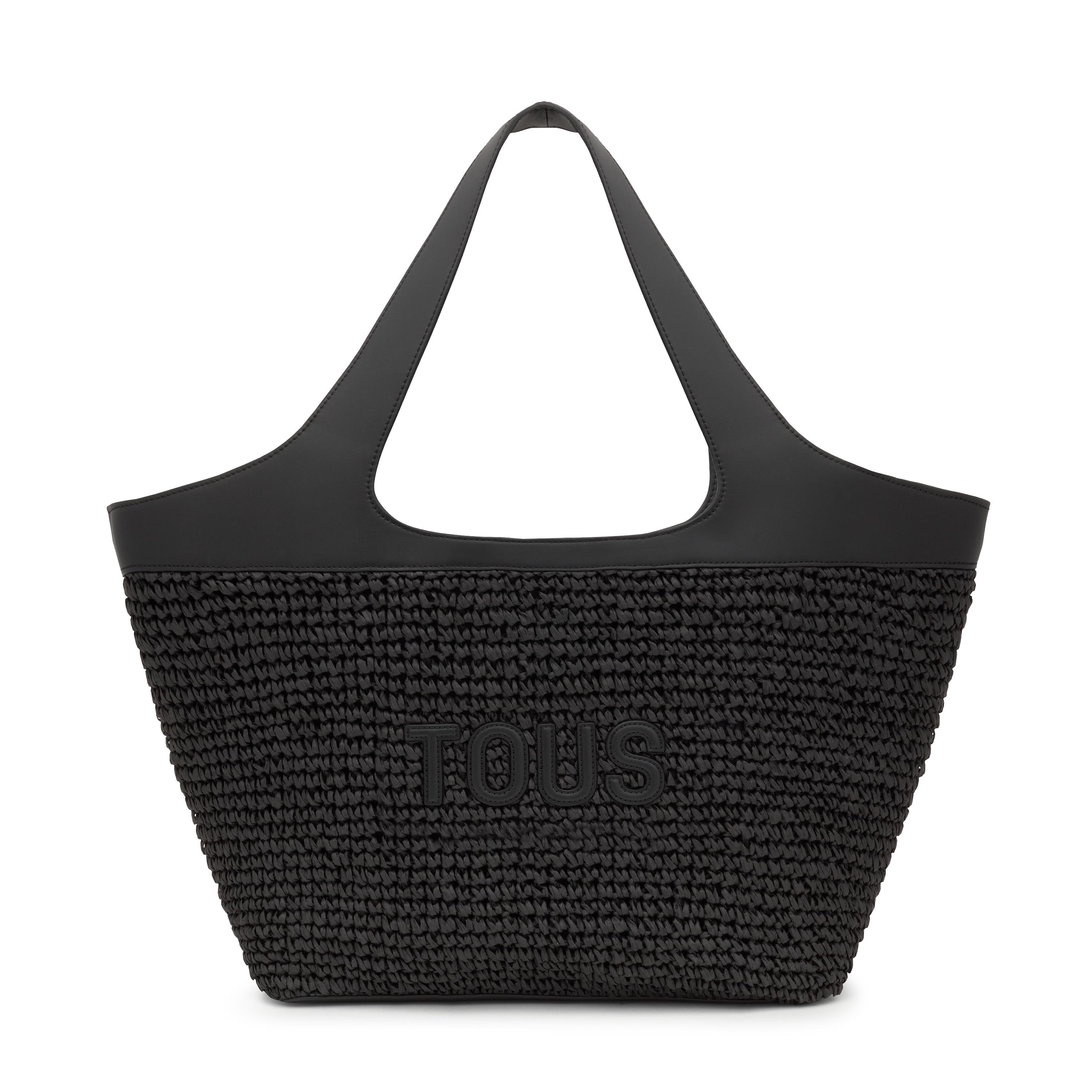 Large black Tote bag TOUS Lirio Rafia