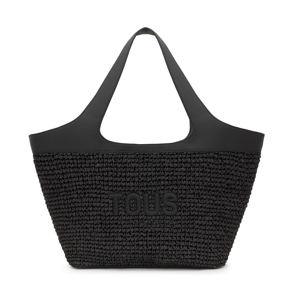 Large black Tote bag TOUS Lirio Rafia image number 0