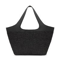 Large black Tote bag TOUS Lirio Rafia