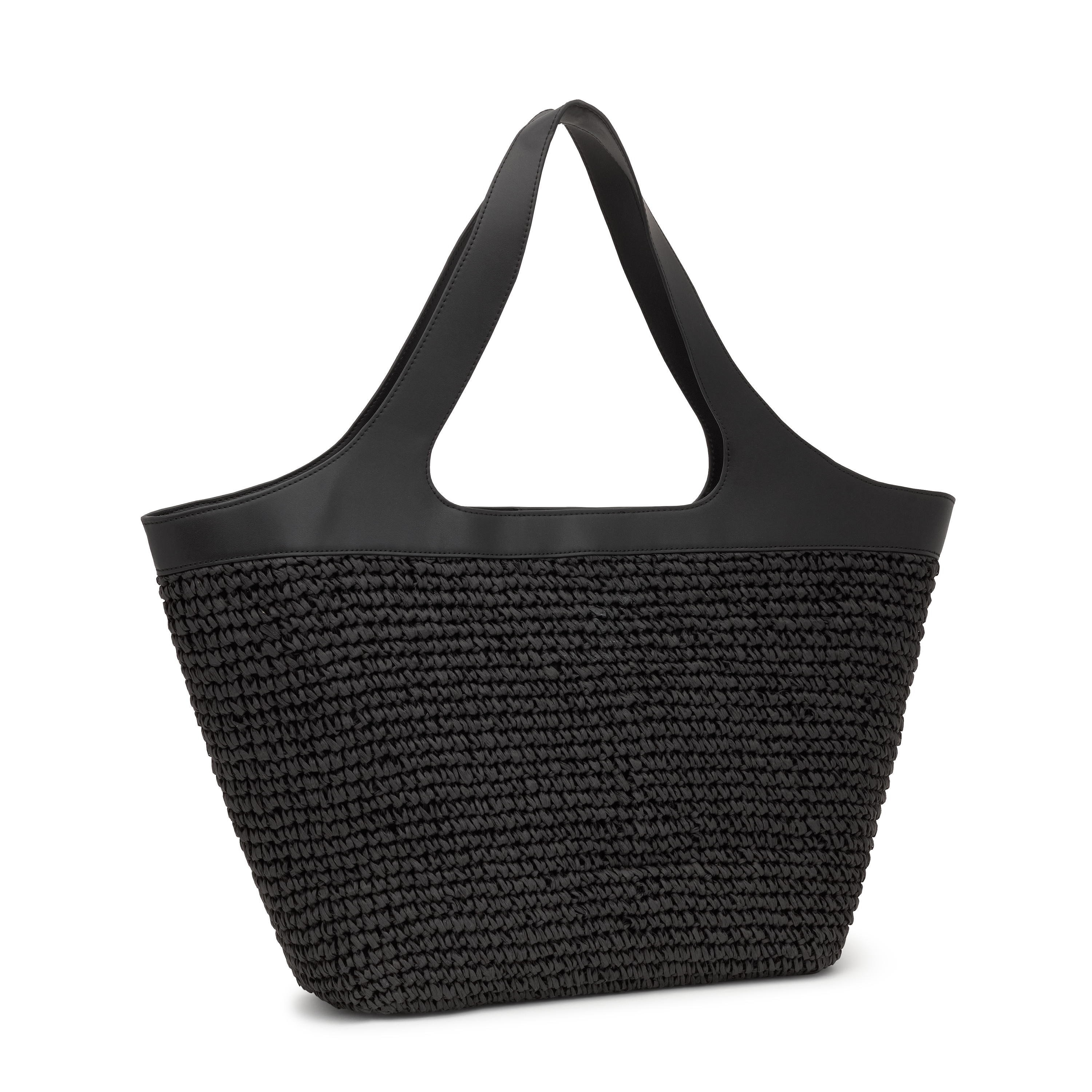 Large black Tote bag TOUS Lirio Rafia