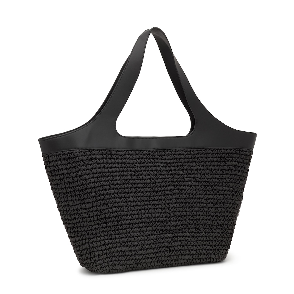 Large black Tote bag TOUS Lirio Rafia image number 1