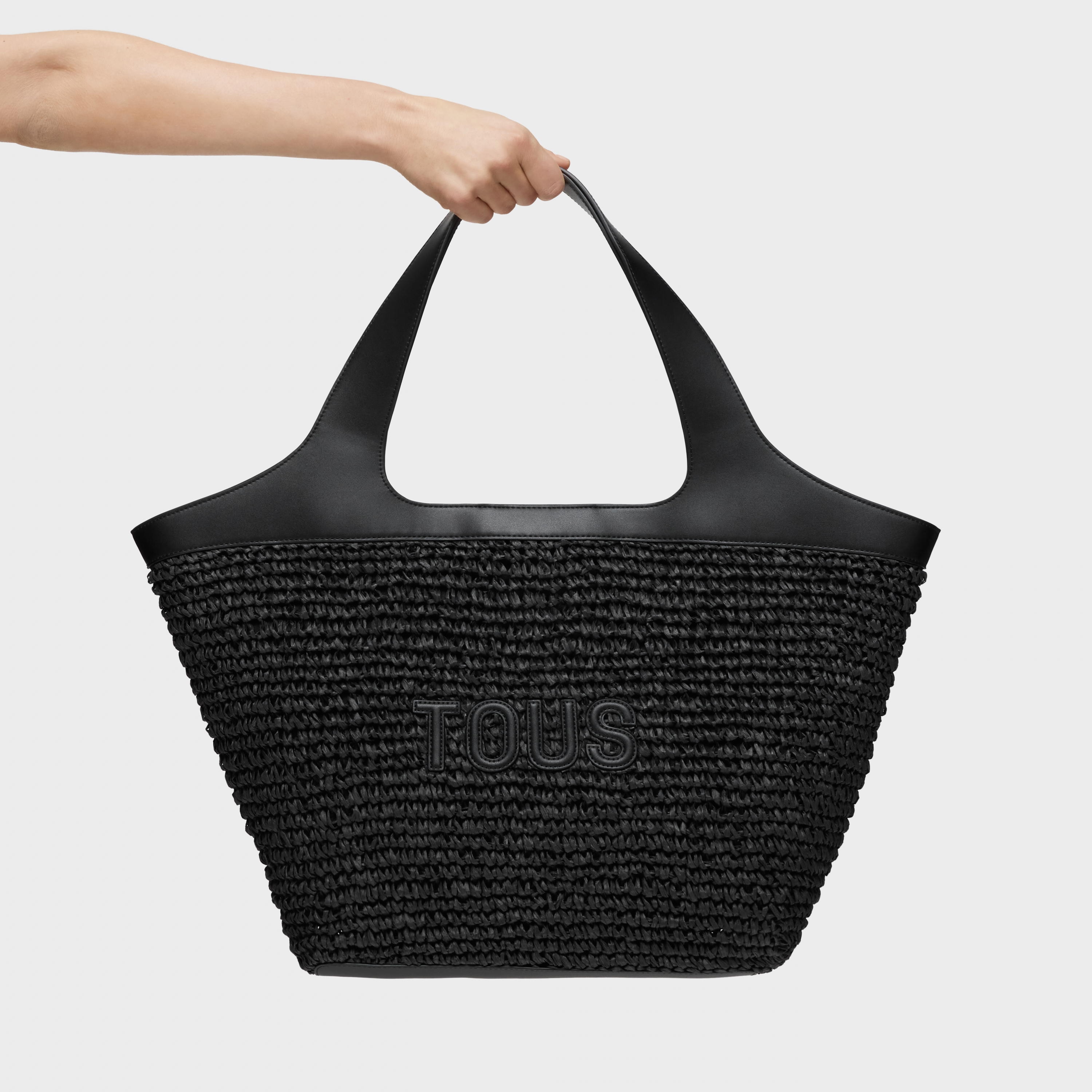 Large black Tote bag TOUS Lirio Rafia