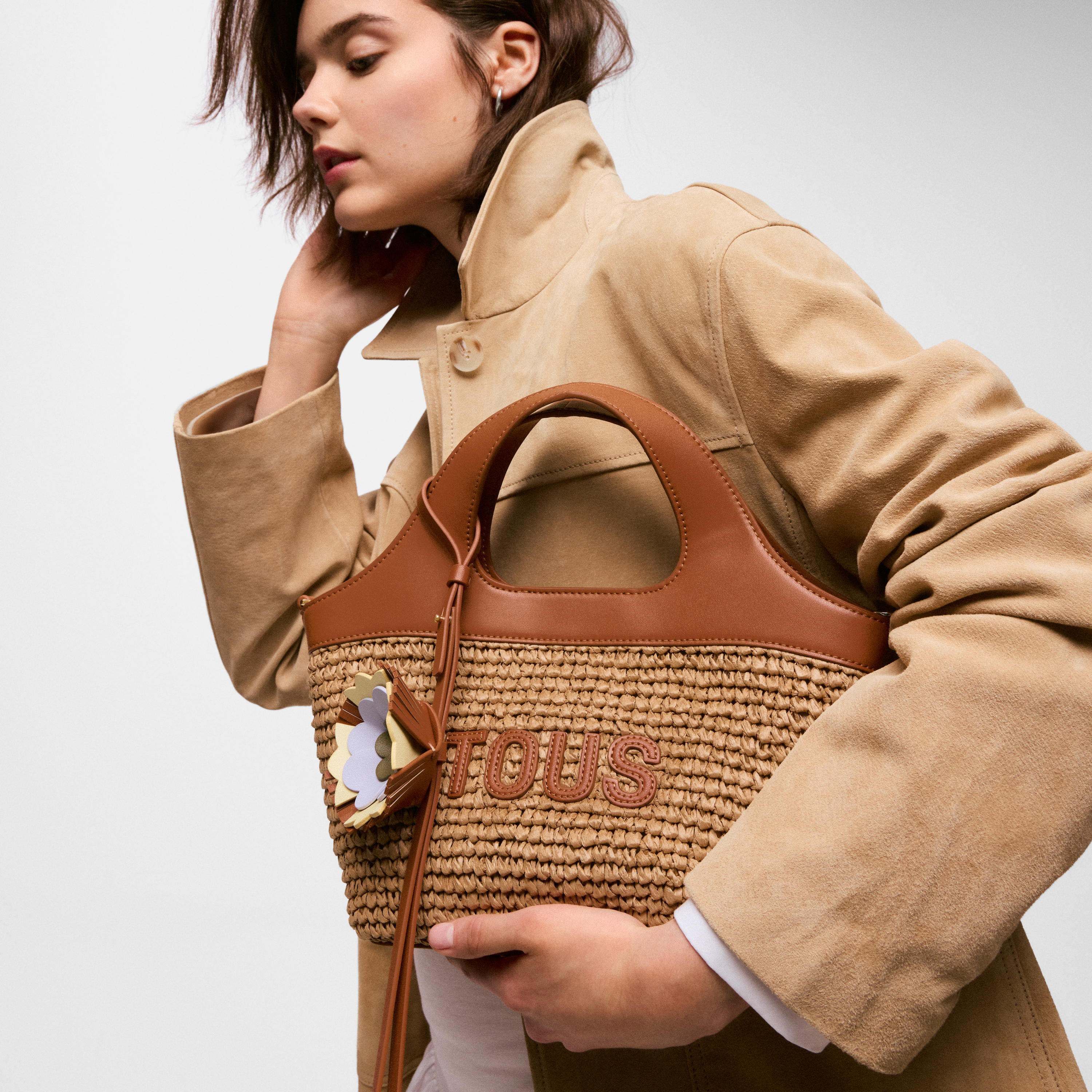 Medium camel Tote bag TOUS Lirio Rafia