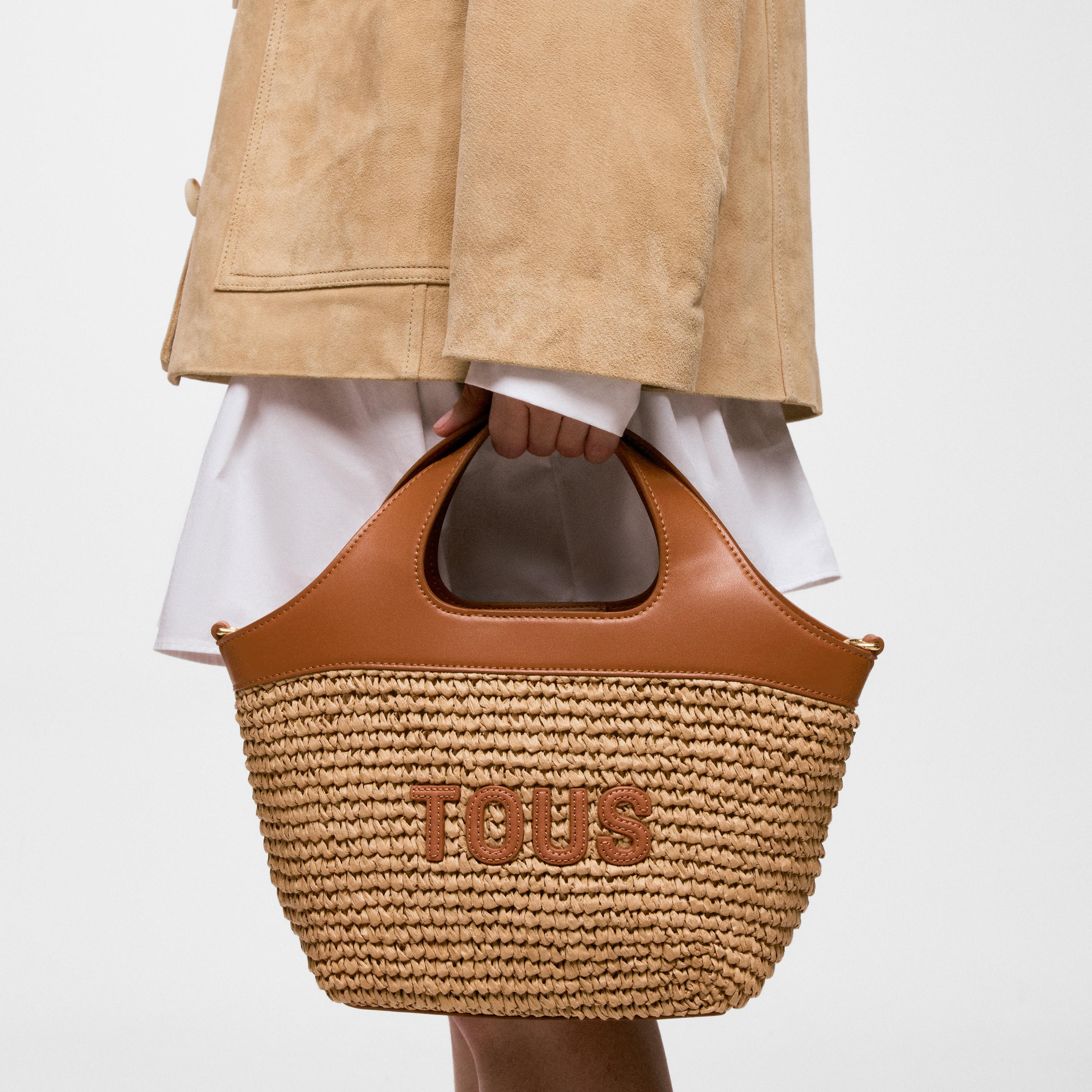 Medium camel Tote bag TOUS Lirio Rafia