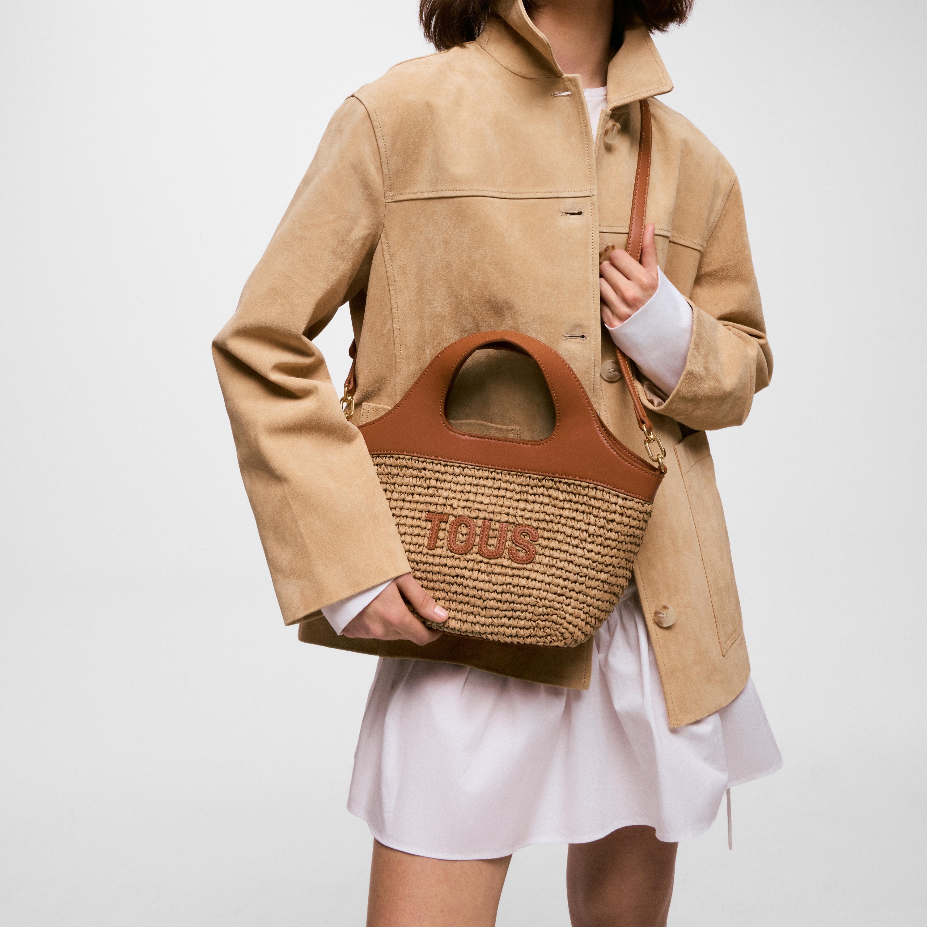 Medium camel Tote bag TOUS Lirio Rafia