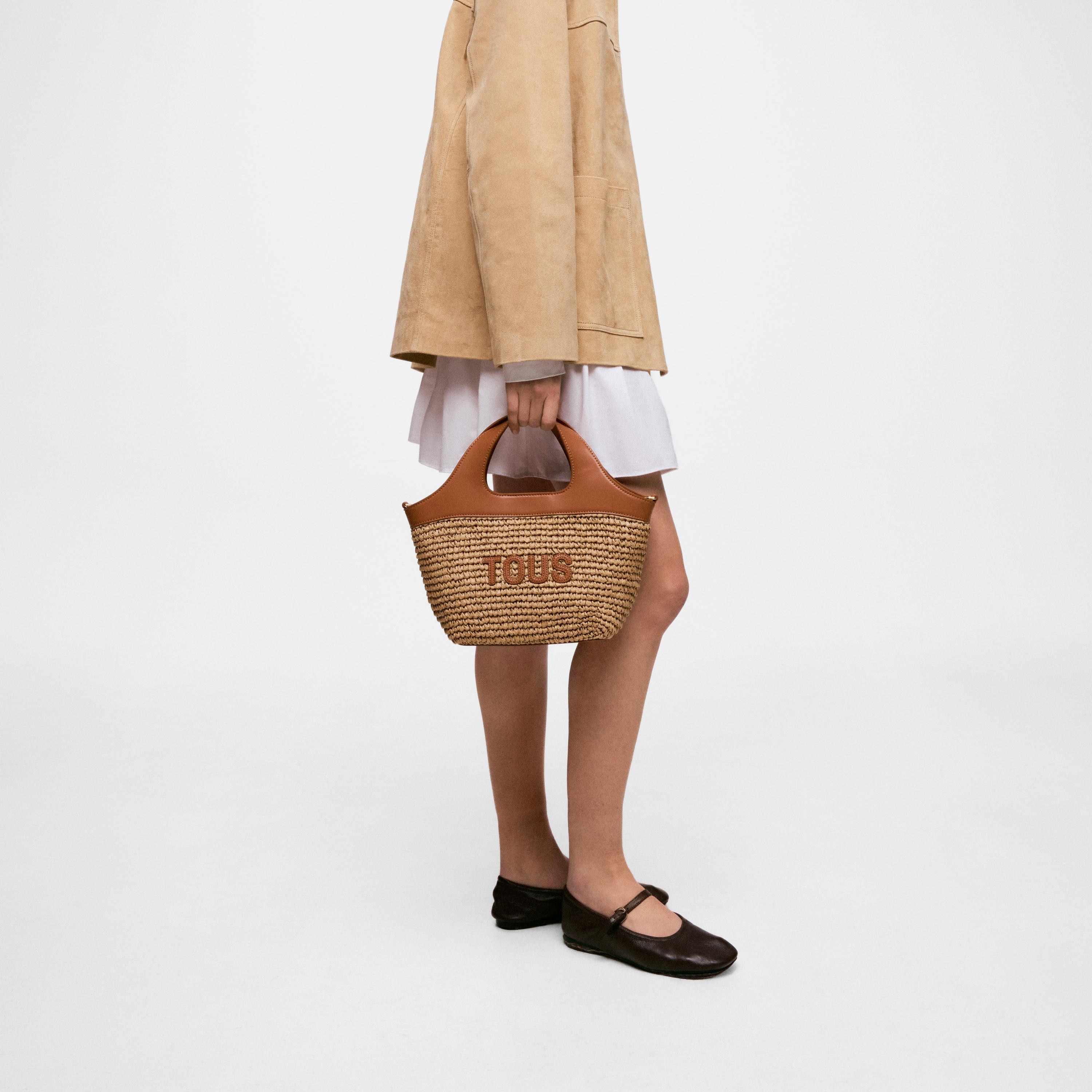 Medium camel Tote bag TOUS Lirio Rafia