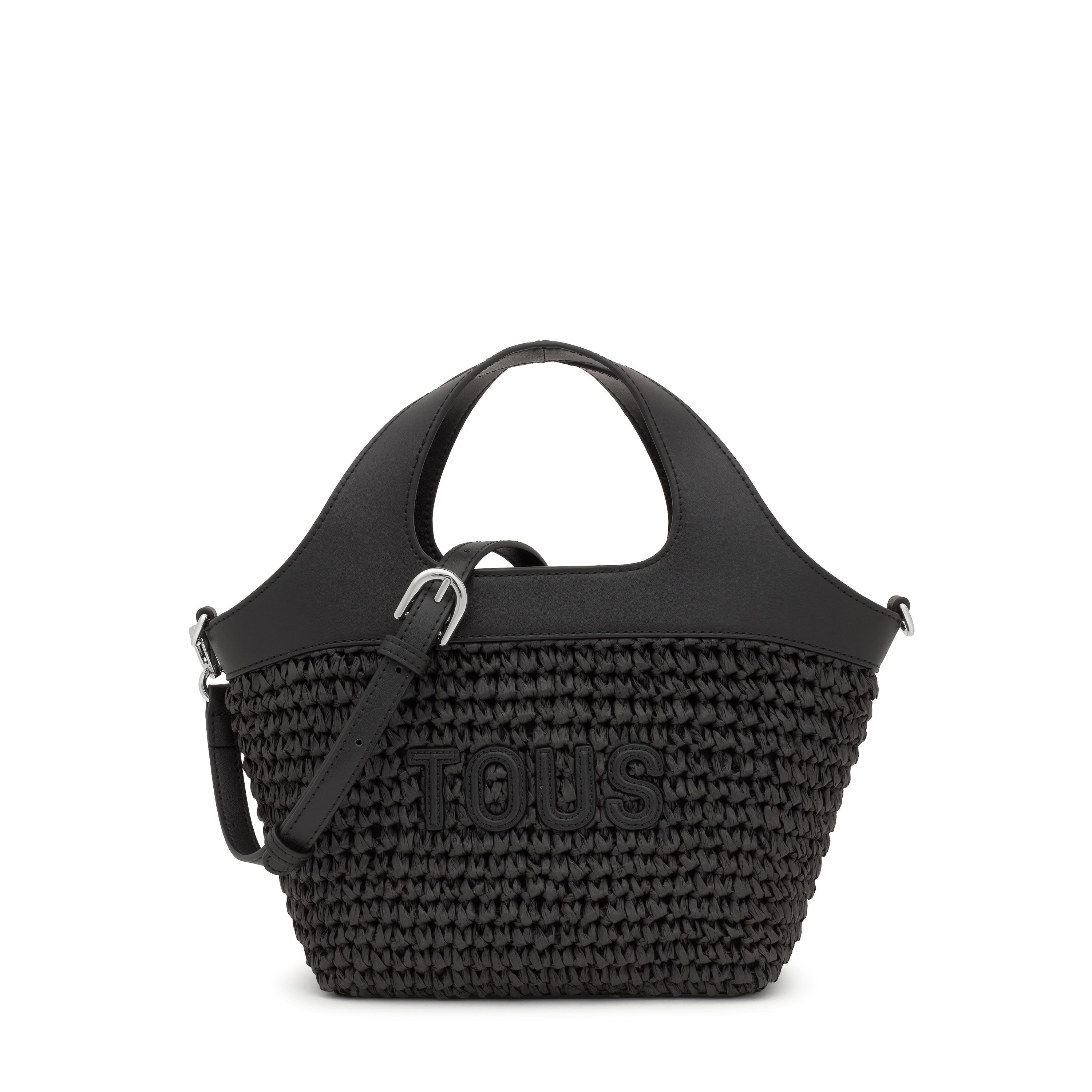 Medium black Tote bag TOUS Lirio Rafia