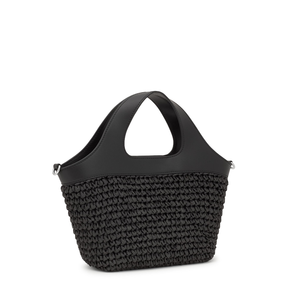 Medium black Tote bag TOUS Lirio Rafia