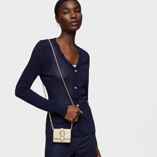 Monedero tarjetero colgante beige TOUS Buckles Silhouette