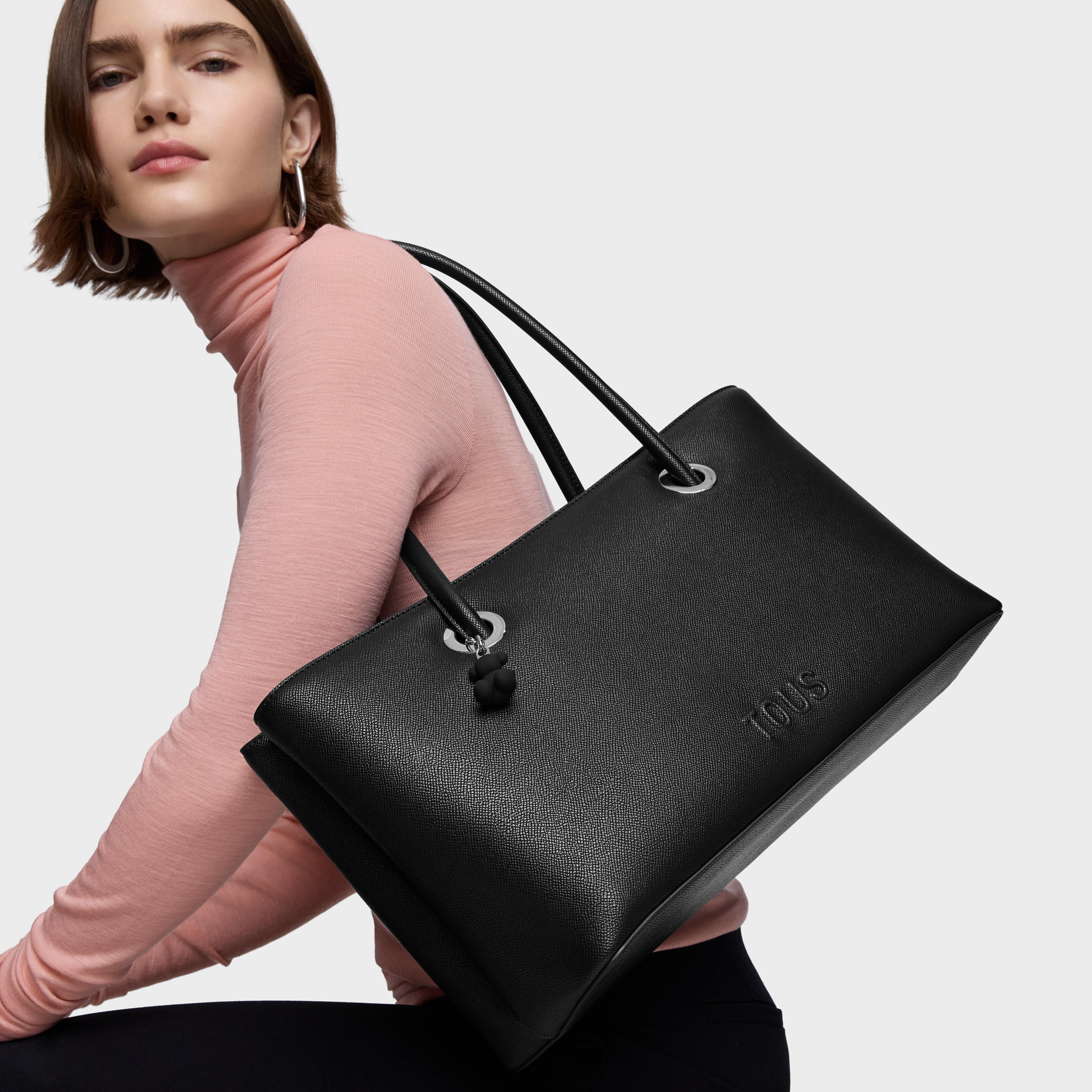 Large black City bag TOUS Poppy