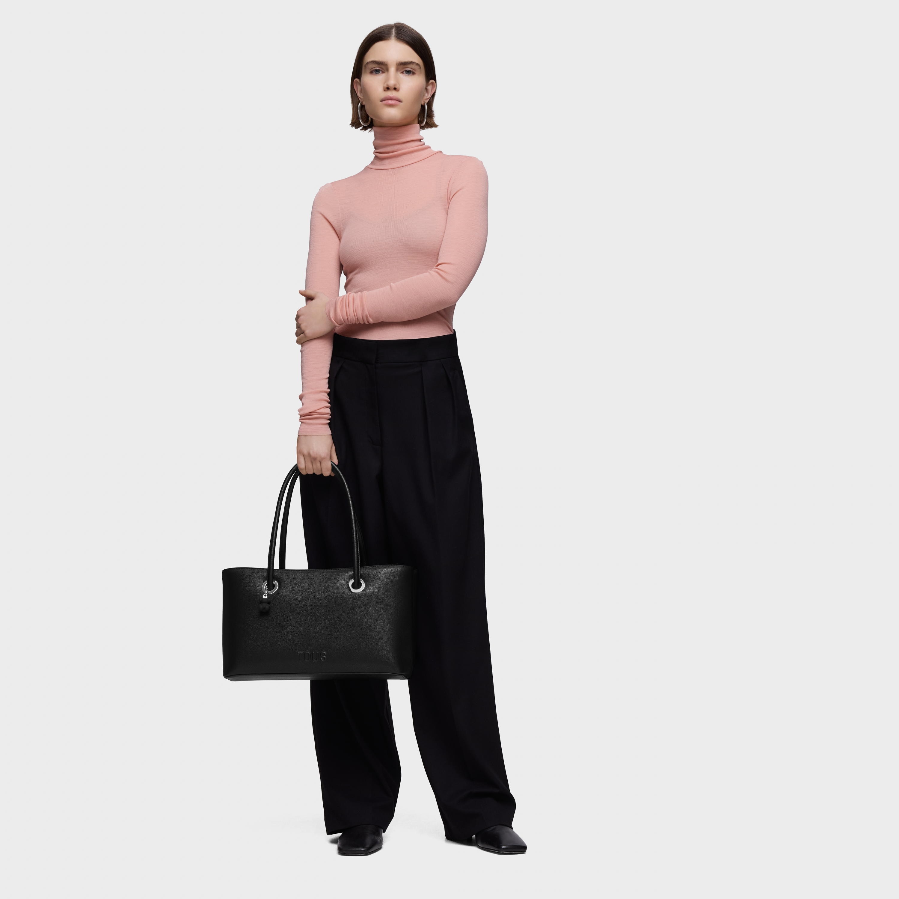 Large black City bag TOUS Poppy