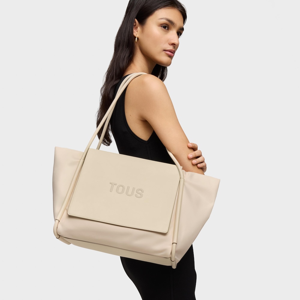 Large beige Tote bag TOUS Silhouette Soft image number 5