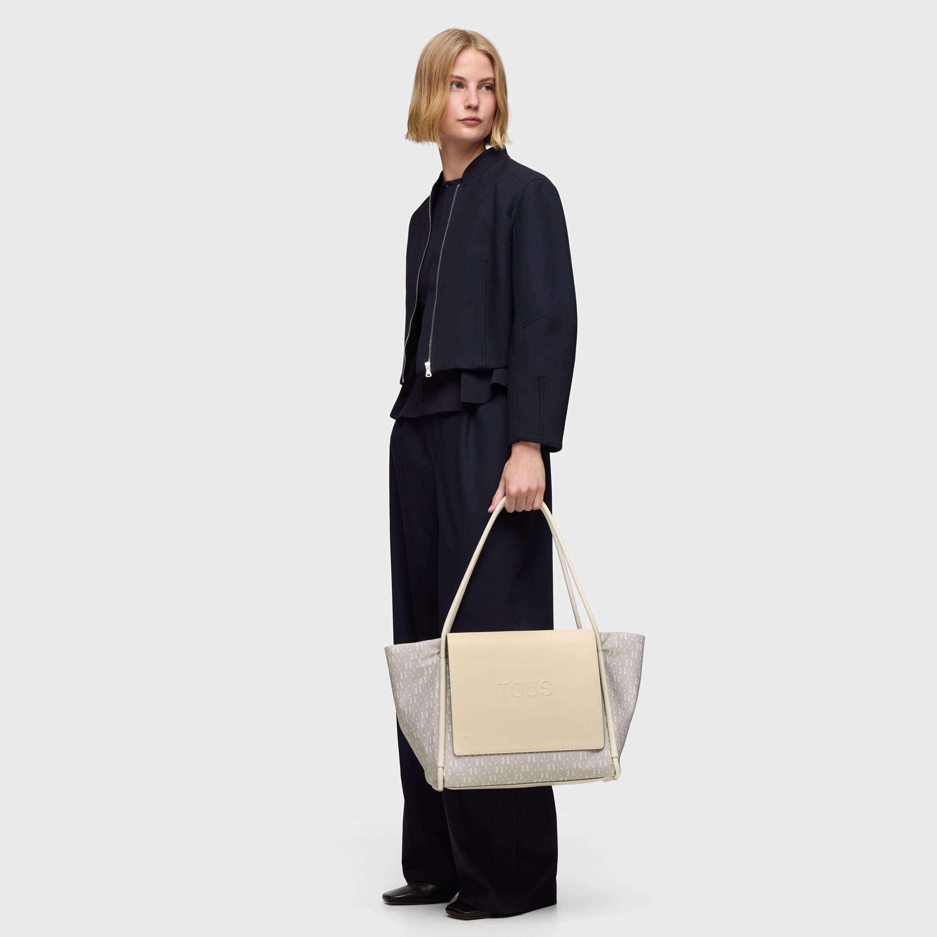 Large beige print Tote bag TOUS Silhouette Soft