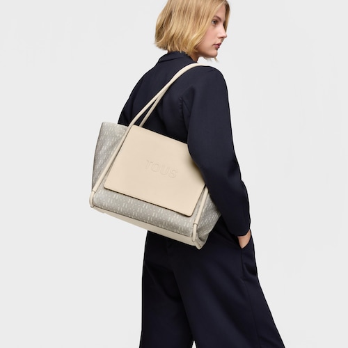 Large beige print Tote bag TOUS Silhouette Soft