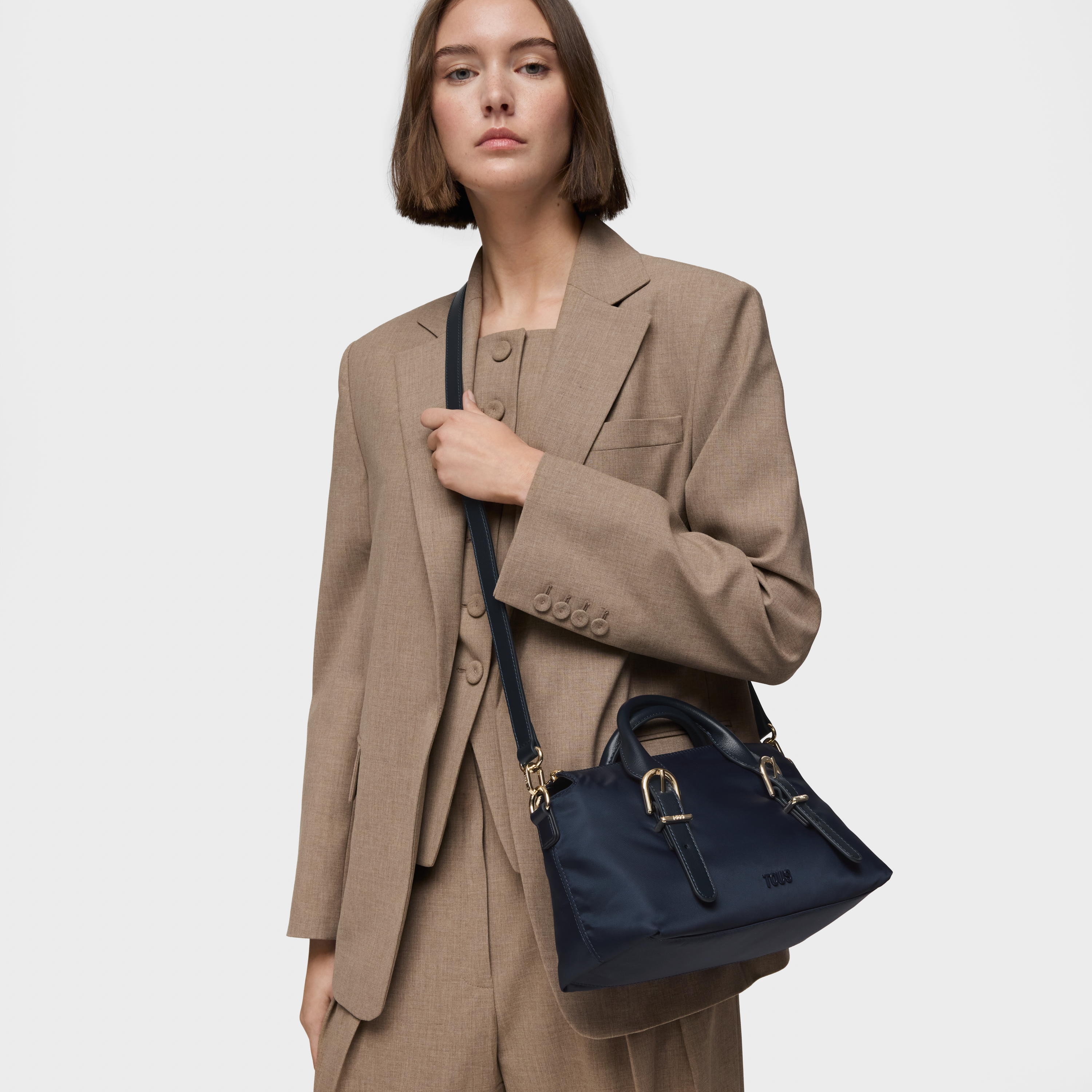 Medium navy blue Bowling bag TOUS Buckles Soft