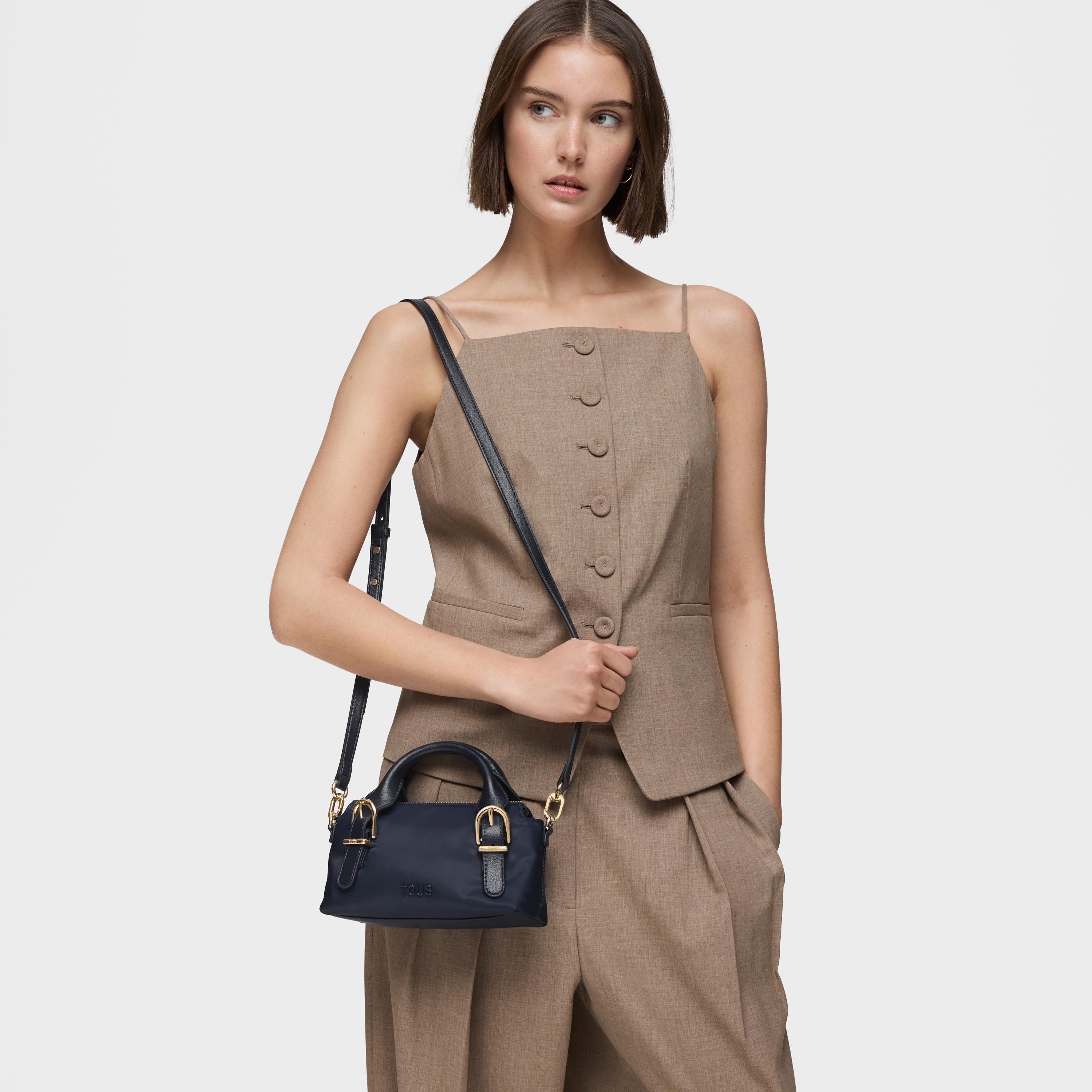 Small navy blue Bowling bag TOUS Buckles Soft