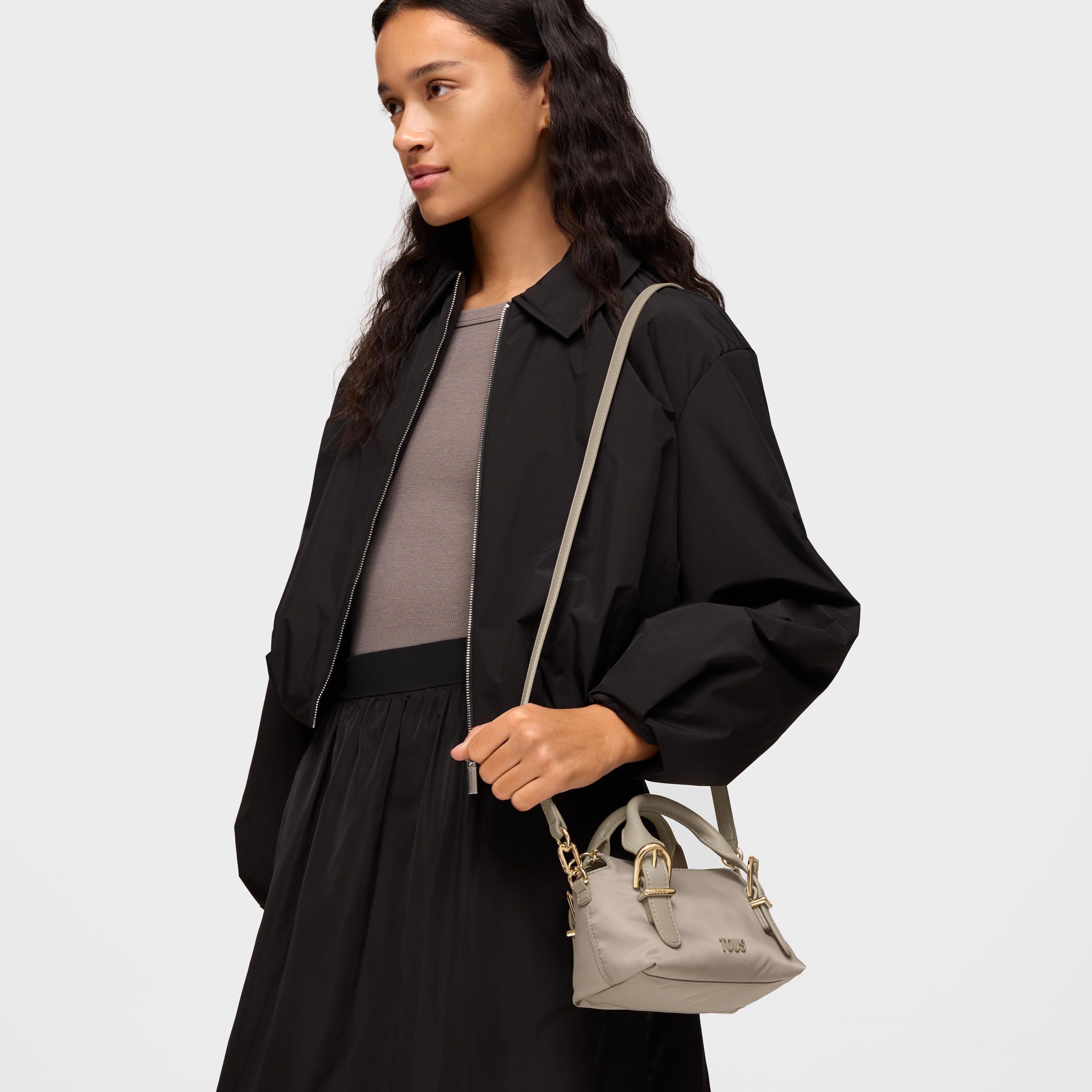 Small taupe Bowling bag TOUS Buckles Soft