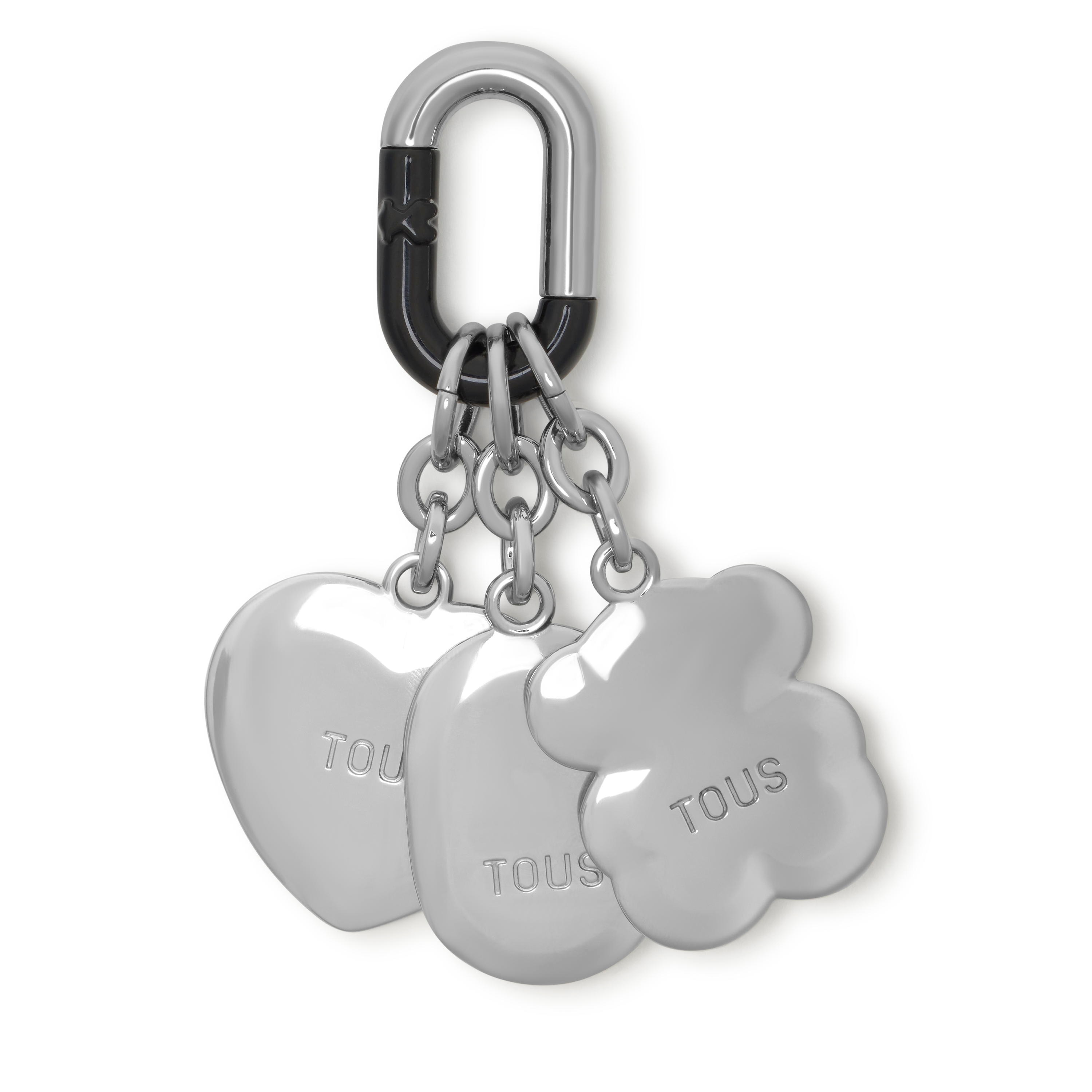 Set of silver-colored Key ring pendants Hold