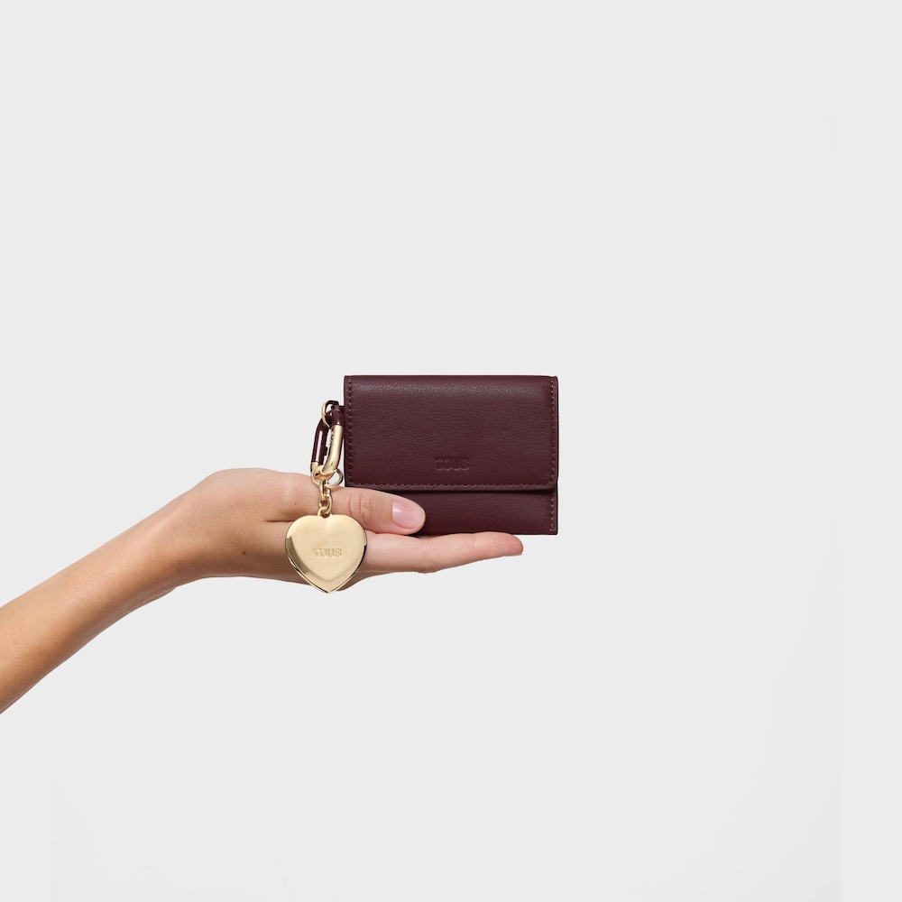 Set aus Schl&uuml;sselanh&auml;ngern und Portemonnaie Hold in den Farben Burgunderrot und Gold