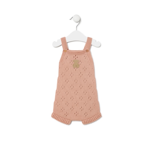 Knitted baby romper in Tricot pink