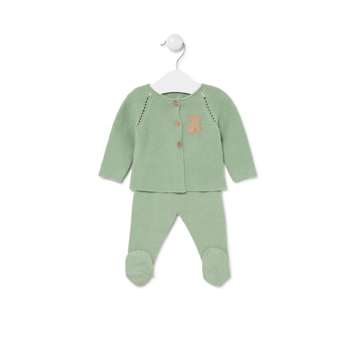 Knitted baby outfit in Tricot mist