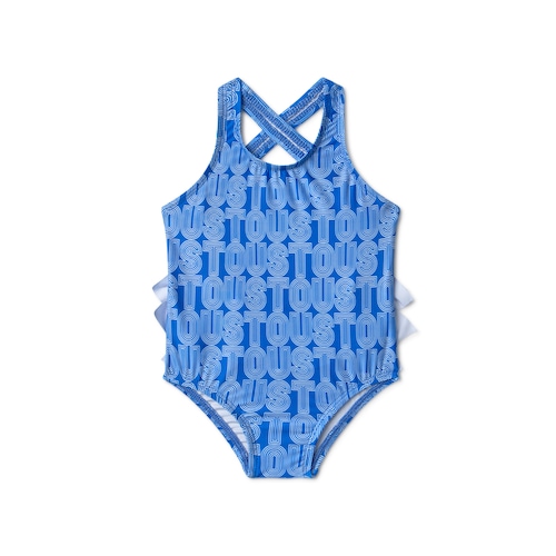 Girls swimsuit in Line blue