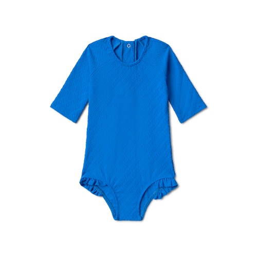 Girls swimsuit with long sleeves in Logo blue