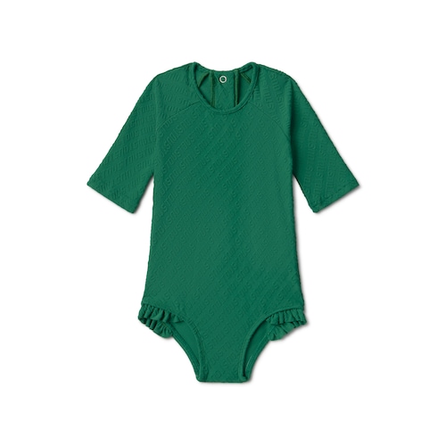 Girls swimsuit with long sleeves in Logo green