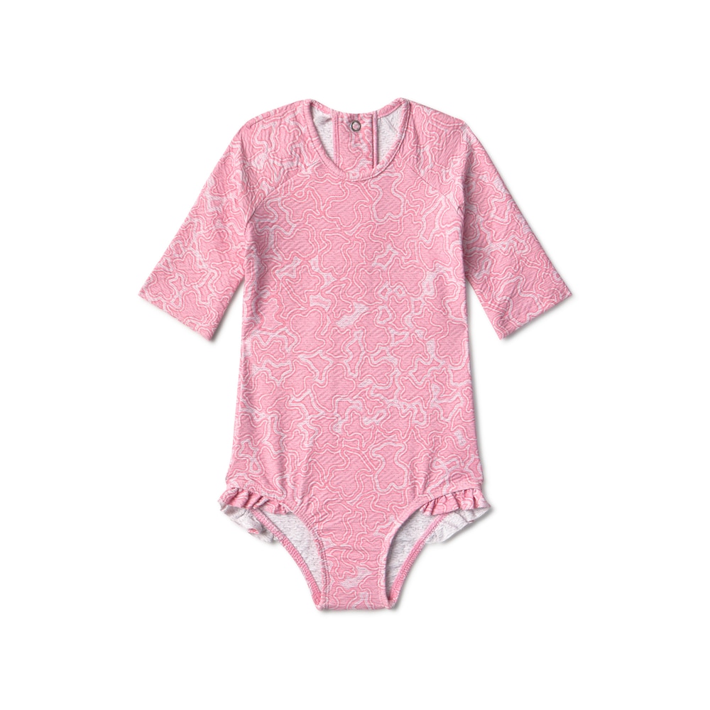 Girls swimsuit with long sleeves in MKaos pink