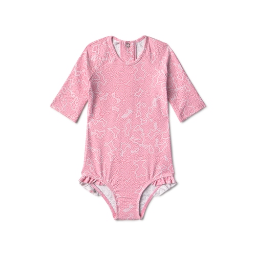 Girls swimsuit with long sleeves in MKaos pink