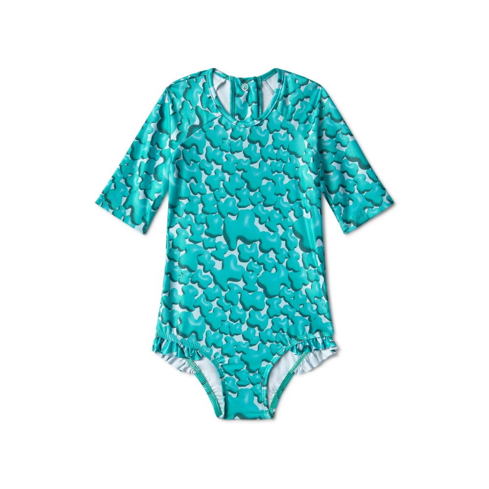 Girls swimsuit with long sleeves in Puff green