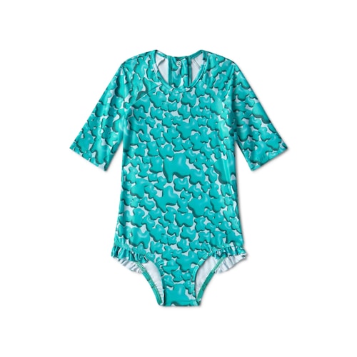 Girls swimsuit with long sleeves in Puff green