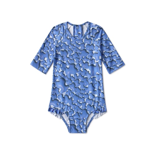 Girls swimsuit with long sleeves in Puff blue