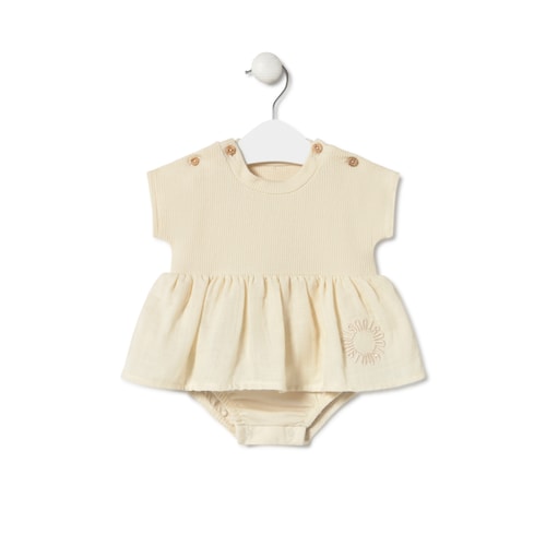 Baby bodysuit with skirt in Classic ecru