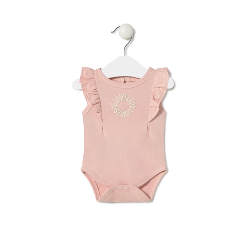Baby bodysuit with ruffles in Classic pink