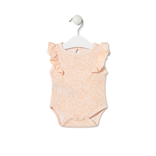 Body com folhos de bebé Mix cor-de-laranja