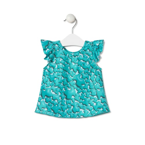 Vestido de alças de menina Puff verde