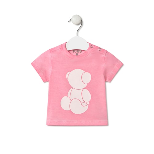 Bold Bear dyed t-shirt in Casual pink