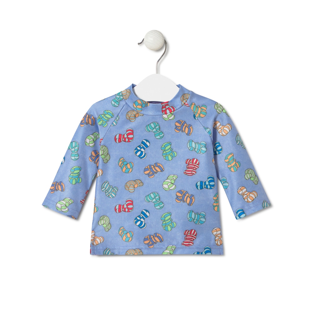 Long-sleeved beach t-shirt in Candy blue