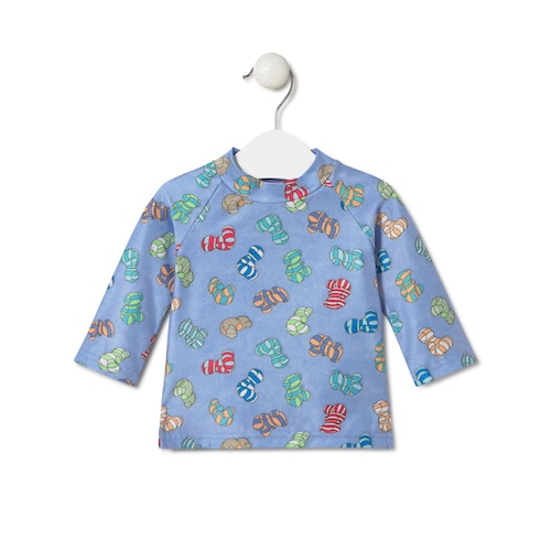 Long-sleeved beach t-shirt in Candy blue
