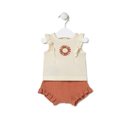 Conjunto de bebé niña Classic teja