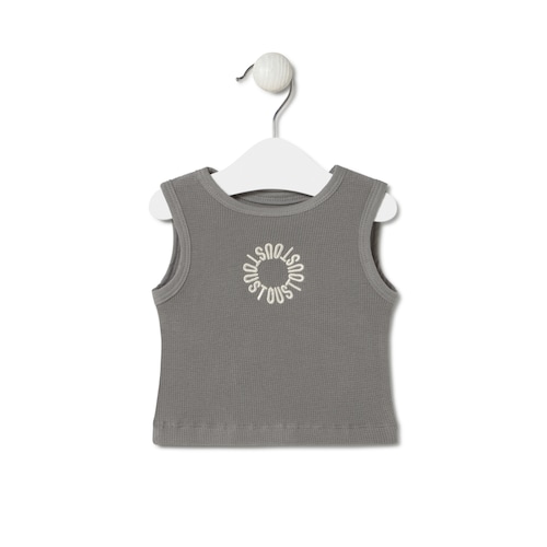 Sleeveless baby t-shirt in Classic grey