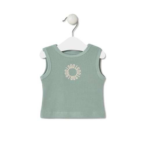 Sleeveless baby t-shirt in Classic mist