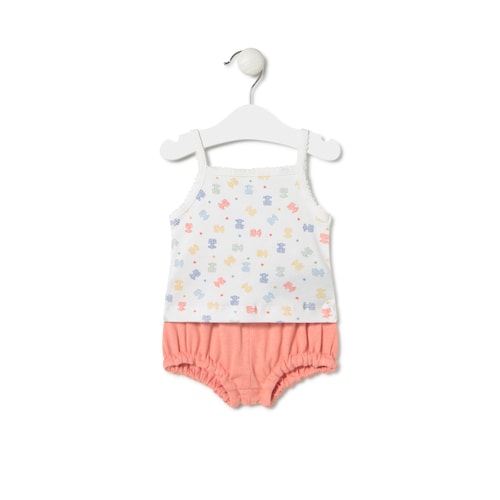 Conjunto de bebé niña de tirantes Star rosa