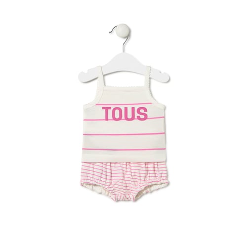 Baby girls sleeveless outfit in Vibrant pink