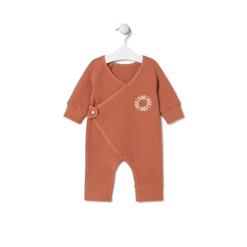 Wrap-over baby playsuit in Classic brick red