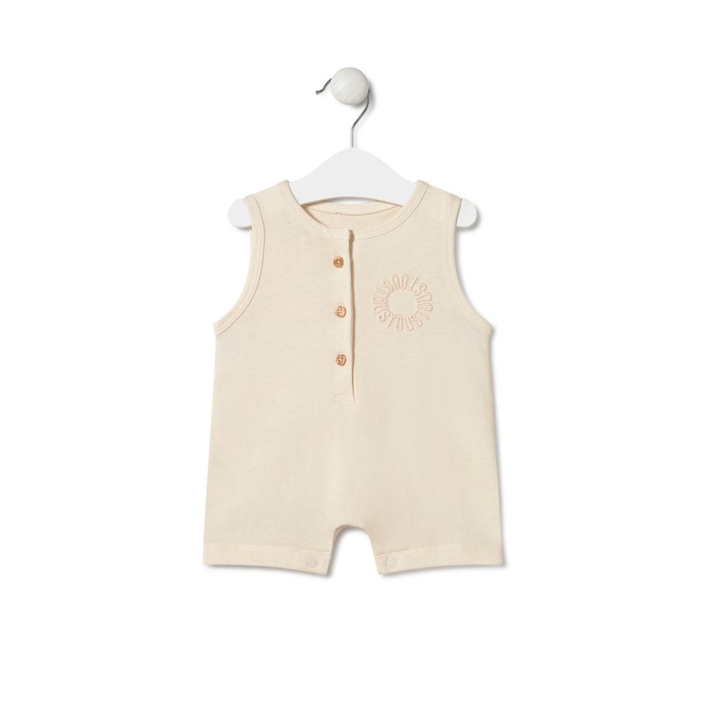 Short baby playsuit in Classic ecru