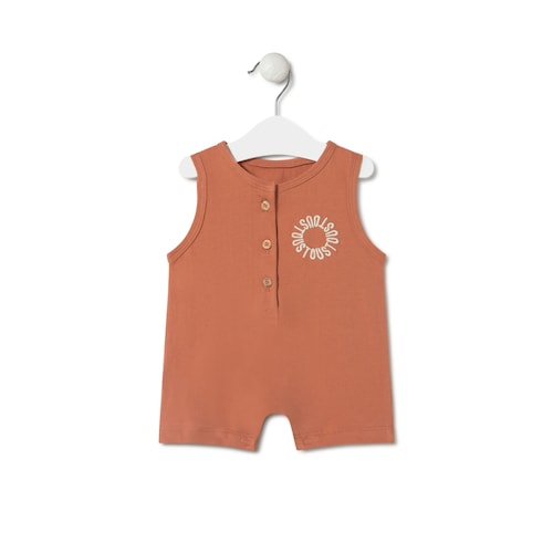Short baby playsuit in Classic brick red