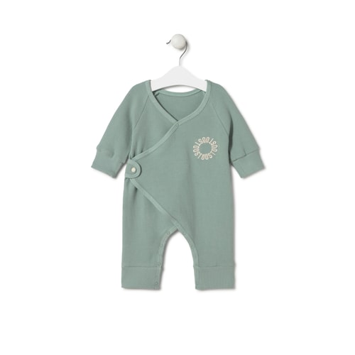 Wrap-over baby playsuit in Classic mist