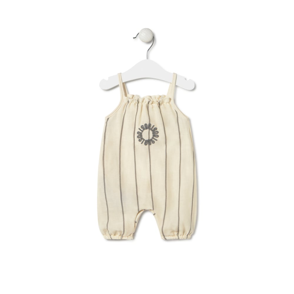 Baby girls striped romper in Classic grey